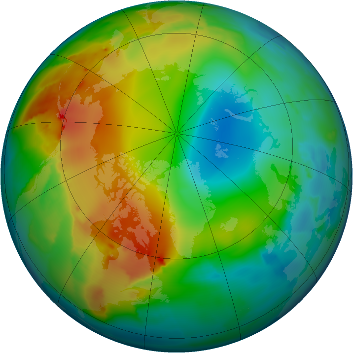 Arctic ozone map for 03 January 2012